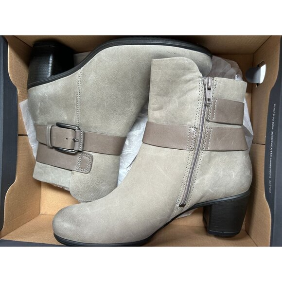 Ecco Touch 55B Leather Mid Cut Zip Boots Womens Warm Gray Size 36 US 5-5.5 New - Picture 2 of 6